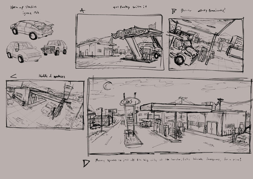 first round of concepts for gas station